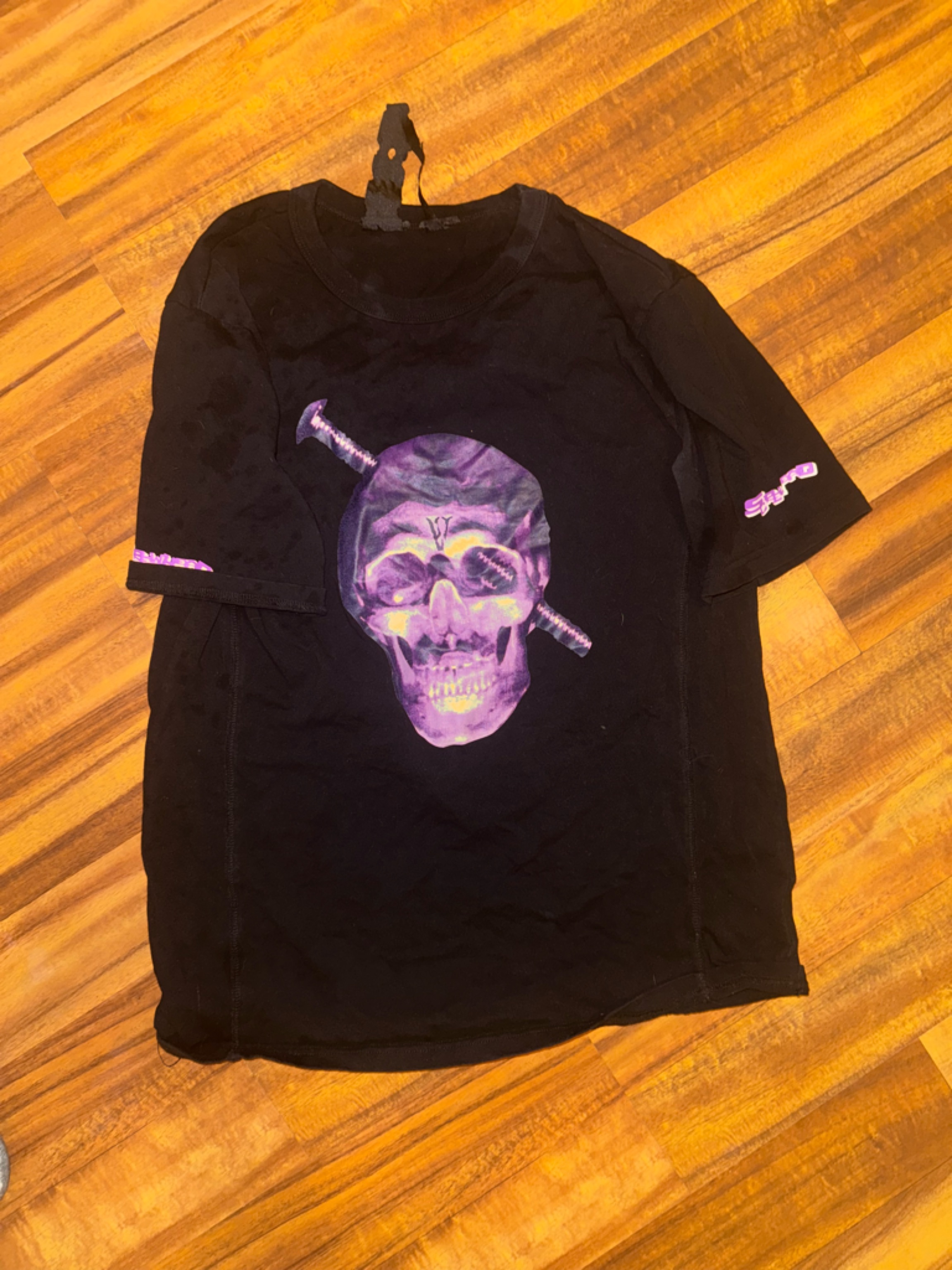 Black Tee With Purple Skull Graphic